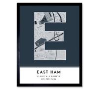Wee Blue Coo Wall Art Print East Ham England United Kingdom City Map Modern Typography Stylish Letter Framed Word in Navy | Size: W12" x H16" Wee Blue Coo Navy W12" x H16"