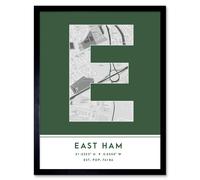 Wee Blue Coo Wall Art Print East Ham England United Kingdom City Map Modern Typography Stylish Letter Framed Word in Green | Size: W12" x H16" Wee Blue Coo Green W12" x H16"