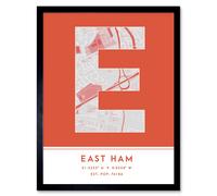 Wee Blue Coo Wall Art Print East Ham England United Kingdom City Map Modern Typography Stylish Letter Framed Word in Orange | Size: W12" x H16" Wee Blue Coo Orange W12" x H16"