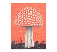 Wee Blue Coo Wall Art Print Fairy Fungi Toadstool Fly Agaric Coral Living Room | Size: W24" x H32" Wee Blue Coo Coral W24" x H32"