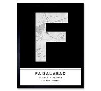 Wee Blue Coo Wall Art Print Faisalabad Pakistan City Map Modern Typography Stylish Letter Framed Word in Black | Size: W12" x H16" Wee Blue Coo Black W12" x H16"
