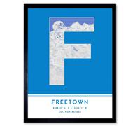 Wee Blue Coo Wall Art Print Freetown Sierra Leone City Map Modern Typography Stylish Letter Framed Word in Blue | Size: W12" x H16" Wee Blue Coo Blue W12" x H16"