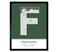 Wee Blue Coo Wall Art Print Freetown Sierra Leone City Map Modern Typography Stylish Letter Framed Word in Green | Size: W12" x H16" Wee Blue Coo Green W12" x H16"