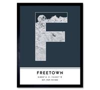 Wee Blue Coo Wall Art Print Freetown Sierra Leone City Map Modern Typography Stylish Letter Framed Word in Navy | Size: W12" x H16" Wee Blue Coo Navy W12" x H16"