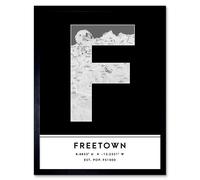 Wee Blue Coo Wall Art Print Freetown Sierra Leone City Map Modern Typography Stylish Letter Framed Word in Black | Size: W12" x H16" Wee Blue Coo Black W12" x H16"