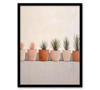 Wee Blue Coo Wall Art Print Growing Plants Neutral House Plants Calm Living Room Framed in Beige | Size: A4 Wee Blue Coo Beige A4