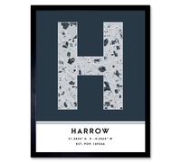 Wee Blue Coo Wall Art Print Harrow England United Kingdom City Map Modern Typography Stylish Letter Framed Word in Navy | Size: W12" x H16" Wee Blue Coo Navy W12" x H16"