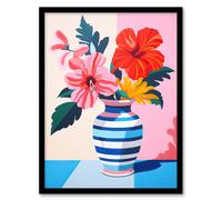 Wee Blue Coo Wall Art Print Heavenly Hibiscus Bright Floral Pink Living Room Framed | Size: W12" x H16" Wee Blue Coo Pink W12" x H16"