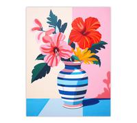 Wee Blue Coo Wall Art Print Heavenly Hibiscus Bright Floral Pink Living Room | Size: W24" x H32" Wee Blue Coo Pink W24" x H32"