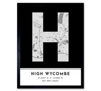 Wee Blue Coo Wall Art Print High Wycombe England United Kingdom City Map Modern Typography Stylish Letter Framed Word in Black | Size: W12" x H16" Wee Blue Coo Black W12" x H16"
