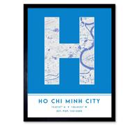 Wee Blue Coo Wall Art Print Ho Chi Minh City Vietnam City Map Modern Typography Stylish Letter Framed Word in Blue | Size: W12" x H16" Wee Blue Coo Blue W12" x H16"