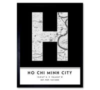 Wee Blue Coo Wall Art Print Ho Chi Minh City Vietnam City Map Modern Typography Stylish Letter Framed Word in Black | Size: W12" x H16" Wee Blue Coo Black W12" x H16"