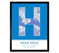 Wee Blue Coo Wall Art Print Hong Kong Hong Kong City Map Modern Typography Stylish Letter Framed Word in Blue | Size: W12" x H16" Wee Blue Coo Blue W12" x H16"