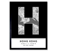 Wee Blue Coo Wall Art Print Hong Kong Hong Kong City Map Modern Typography Stylish Letter Framed Word in Black | Size: W12" x H16" Wee Blue Coo Black W12" x H16"
