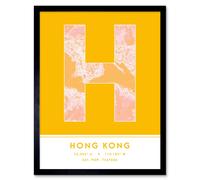 Wee Blue Coo Wall Art Print Hong Kong Hong Kong City Map Modern Typography Stylish Letter Framed Word in Yellow | Size: W12" x H16" Wee Blue Coo Yellow W12" x H16"