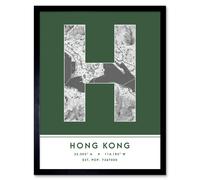 Wee Blue Coo Wall Art Print Hong Kong Hong Kong City Map Modern Typography Stylish Letter Framed Word in Green | Size: W12" x H16" Wee Blue Coo Green W12" x H16"