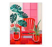 Wee Blue Coo Wall Art Print Hothouse Flowers Bright Red Pink Plants Living Room | Size: W24" x H32" Wee Blue Coo Red W24" x H32"
