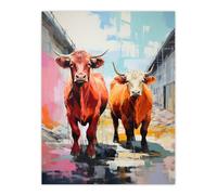 Wee Blue Coo Wall Art Print How Now Brown Cow Highlands Country Fun Living Room | Size: W24" x H32" Wee Blue Coo Multicolor W24" x H32"