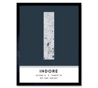 Wee Blue Coo Wall Art Print Indore India City Map Modern Typography Stylish Letter Framed Word in Navy | Size: W12" x H16" Wee Blue Coo Navy W12" x H16"