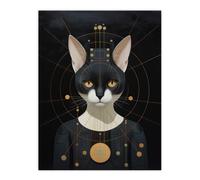 Wee Blue Coo Wall Art Print Interplanetary Cat Queen Oil Painting Conceptual Art Cosmic Empire Ruler Futuristic Feline Portrait Poster Wee Blue Coo Black W12" x H16"