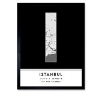 Wee Blue Coo Wall Art Print Istanbul Turkey City Map Modern Typography Stylish Letter Framed Word in Black | Size: W12" x H16" Wee Blue Coo Black W12" x H16"