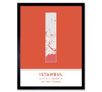 Wee Blue Coo Wall Art Print Istanbul Turkey City Map Modern Typography Stylish Letter Framed Word in Orange | Size: W12" x H16" Wee Blue Coo Orange W12" x H16"