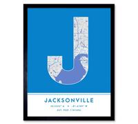 Wee Blue Coo Wall Art Print Jacksonville Florida United States City Map Modern Typography Stylish Letter Framed Word in Blue | Size: W12" x H16" Wee Blue Coo Blue W12" x H16"