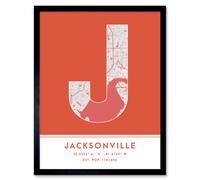 Wee Blue Coo Wall Art Print Jacksonville Florida United States City Map Modern Typography Stylish Letter Framed Word in Orange | Size: W12" x H16" Wee Blue Coo Orange W12" x H16"