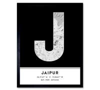 Wee Blue Coo Wall Art Print Jaipur India City Map Modern Typography Stylish Letter Framed Word in Black | Size: W12" x H16" Wee Blue Coo Black W12" x H16"