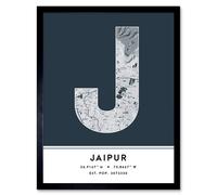 Wee Blue Coo Wall Art Print Jaipur India City Map Modern Typography Stylish Letter Framed Word in Navy | Size: W12" x H16" Wee Blue Coo Navy W12" x H16"
