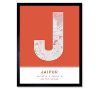 Wee Blue Coo Wall Art Print Jaipur India City Map Modern Typography Stylish Letter Framed Word in Orange | Size: W12" x H16" Wee Blue Coo Orange W12" x H16"