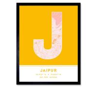 Wee Blue Coo Wall Art Print Jaipur India City Map Modern Typography Stylish Letter Framed Word in Yellow | Size: W12" x H16" Wee Blue Coo Yellow W12" x H16"