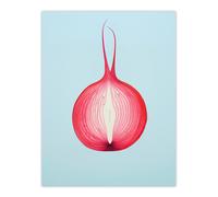 Wee Blue Coo Wall Art Print Just Add Red Onion Cut Vegetable Kitchen Painting Pastel Colour Pink on Blue Poster | Size: W12" x H16" Wee Blue Coo Blue W12" x H16"