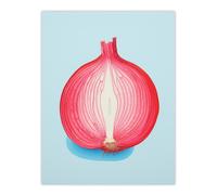 Wee Blue Coo Wall Art Print Just Add Red Onion Kitchen Painting Cut Vegetable Pastel Colour Pink on Blue Poster | Size: W24" x H32" Wee Blue Coo Blue W24" x H32"