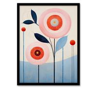 Wee Blue Coo Wall Art Print Kaleidoscope Blossom Oil Painting Pastel Colour Pink Blue Boho Geometric Art Framed | Size: A4 Wee Blue Coo Pink A4