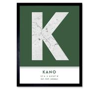 Wee Blue Coo Wall Art Print Kano Nigeria City Map Modern Typography Stylish Letter Framed Word in Green | Size: W12" x H16" Wee Blue Coo Green W12" x H16"