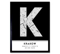Wee Blue Coo Wall Art Print Krakow Poland City Map Modern Typography Stylish Letter Framed Word in Black | Size: W12" x H16" Wee Blue Coo Black W12" x H16"