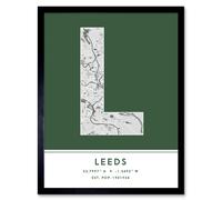 Wee Blue Coo Wall Art Print Leeds England United Kingdom City Map Modern Typography Stylish Letter Framed Word in Green | Size: W12" x H16" Wee Blue Coo Green W12" x H16"