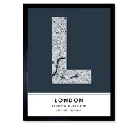 Wee Blue Coo Wall Art Print London England United Kingdom City Map Modern Typography Stylish Letter Framed Word in Navy | Size: W12" x H16" Wee Blue Coo Navy W12" x H16"