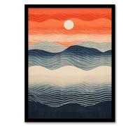 Wee Blue Coo Wall Art Print Low Sun High Tide Blue Orange Seascape Living Room Framed | Size: A4 Wee Blue Coo Blue A4