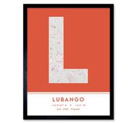 Wee Blue Coo Wall Art Print Lubango Angola City Map Modern Typography Stylish Letter Framed Word in Orange | Size: W12" x H16" Wee Blue Coo Orange W12" x H16"
