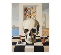 Wee Blue Coo Wall Art Print Make Your Move Gothic Skull Chess Player Living Room | Size: W18" x H24" Wee Blue Coo Multicolor W18" x H24"