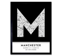 Wee Blue Coo Wall Art Print Manchester England United Kingdom City Map Modern Typography Stylish Letter Framed Word in Black | Size: W12" x H16" Wee Blue Coo Black W12" x H16"