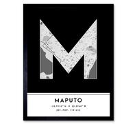 Wee Blue Coo Wall Art Print Maputo Mozambique City Map Modern Typography Stylish Letter Framed Word in Black | Size: W12" x H16" Wee Blue Coo Black W12" x H16"