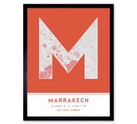 Wee Blue Coo Wall Art Print Marrakech Morocco City Map Modern Typography Stylish Letter Framed Word in Orange | Size: W12" x H16" Wee Blue Coo Orange W12" x H16"