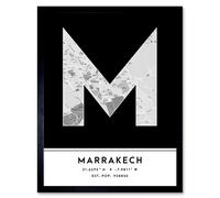 Wee Blue Coo Wall Art Print Marrakech Morocco City Map Modern Typography Stylish Letter Framed Word in Black | Size: W12" x H16" Wee Blue Coo Black W12" x H16"