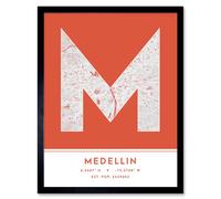 Wee Blue Coo Wall Art Print Medellin Colombia City Map Modern Typography Stylish Letter Framed Word in Orange | Size: W12" x H16" Wee Blue Coo Orange W12" x H16"