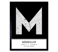 Wee Blue Coo Wall Art Print Medellin Colombia City Map Modern Typography Stylish Letter Framed Word in Black | Size: W12" x H16" Wee Blue Coo Black W12" x H16"