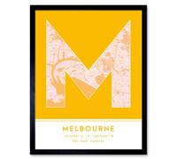 Wee Blue Coo Wall Art Print Melbourne Australia City Map Modern Typography Stylish Letter Framed Word in Yellow | Size: W12" x H16" Wee Blue Coo Yellow W12" x H16"