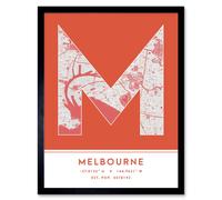 Wee Blue Coo Wall Art Print Melbourne Australia City Map Modern Typography Stylish Letter Framed Word in Orange | Size: W12" x H16" Wee Blue Coo Orange W12" x H16"